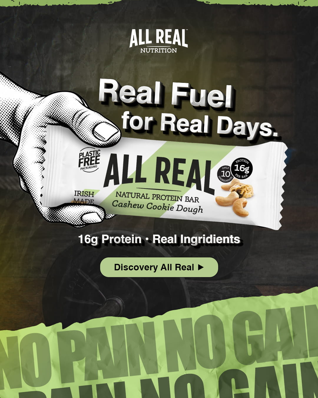 All Real Nutrition Irish protein bar banner 1
